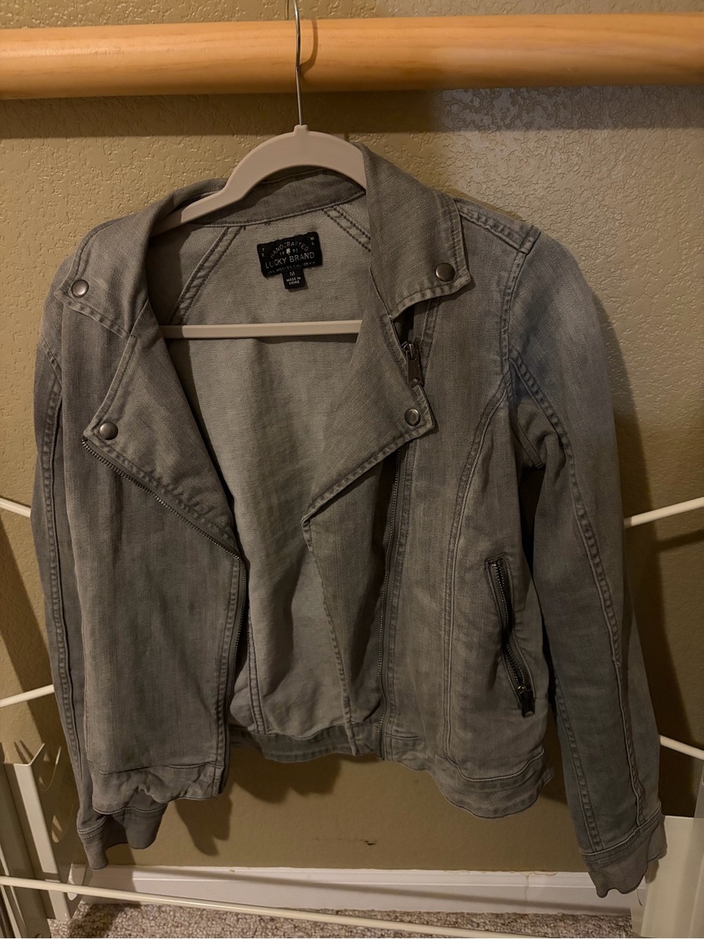 Lucky Brand Gray Denim Moto Jacket